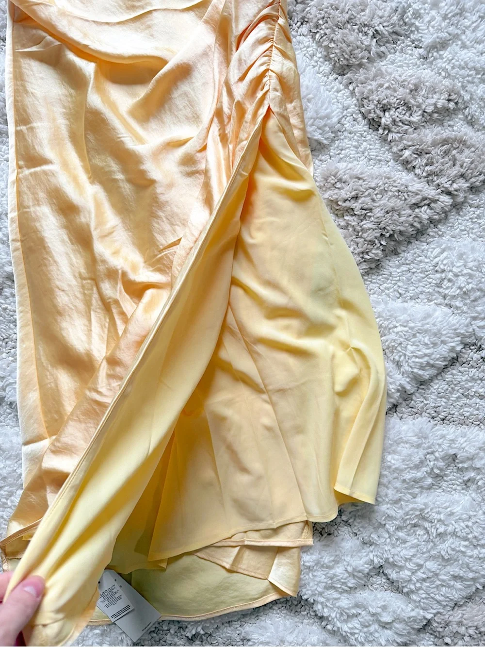 NWT Abercrombie & Fitch Cowl Neck Draped Maxi Dress Satin Sunny Yellow S